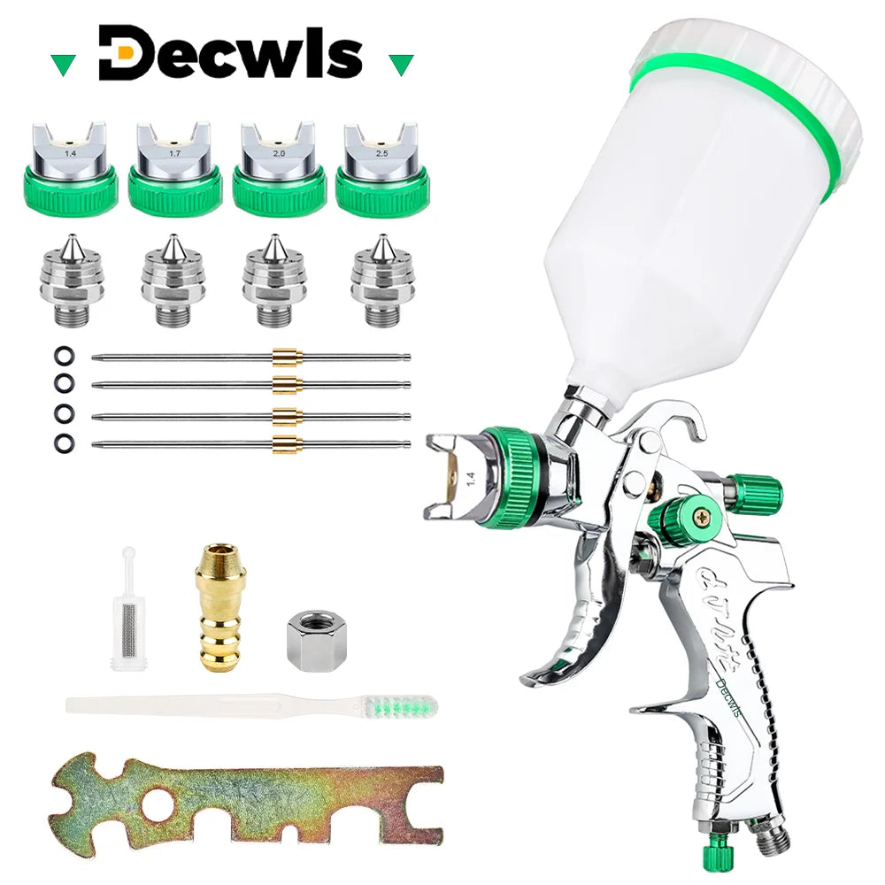 Professional HVLP Air Spray Gun Kit - Auto & Home Paint Sprayer with 600ml Cup - 1