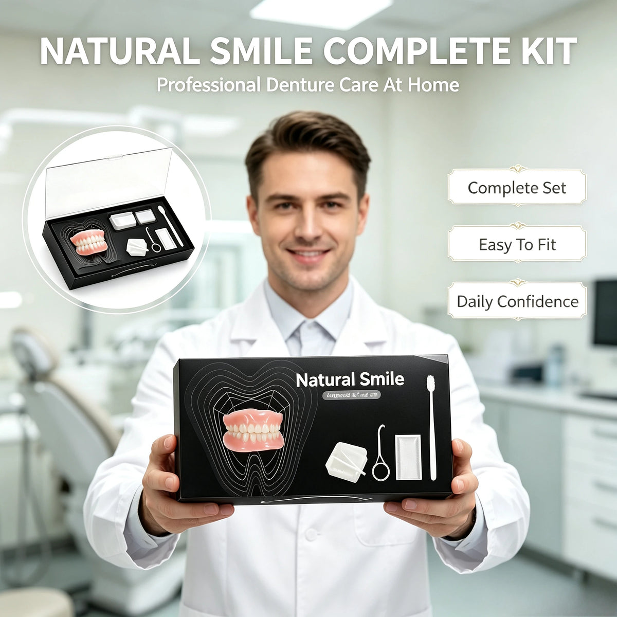 Natural Smile Complete Denture Kit – Comfortable Upper & Lower False Teeth Set