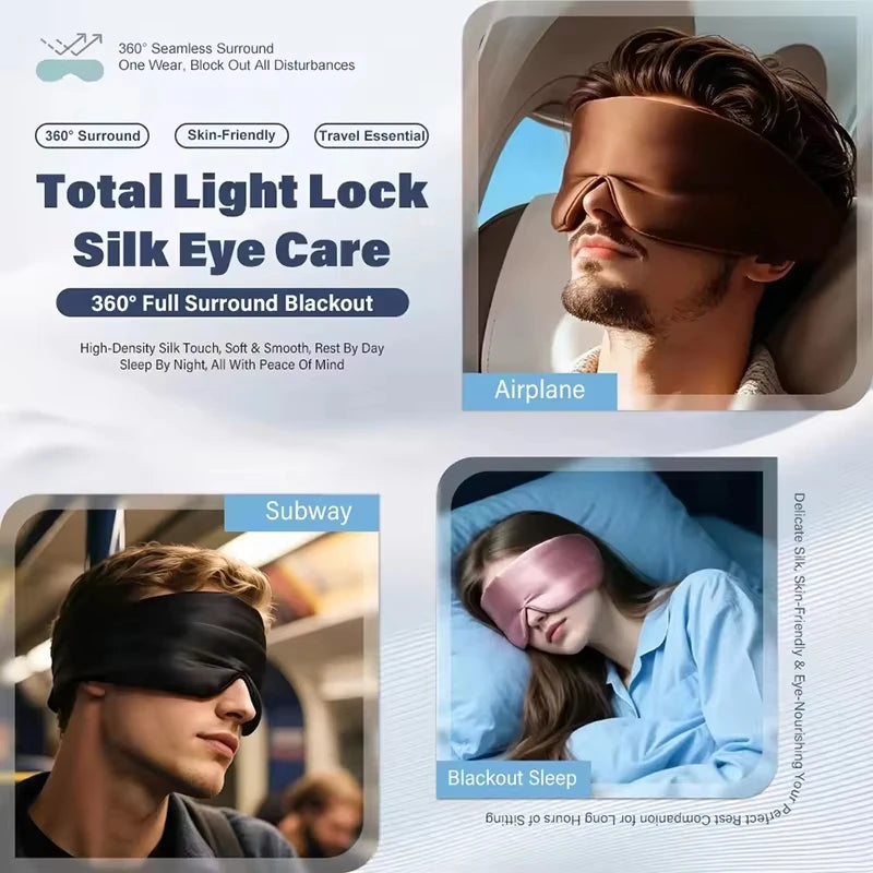 Soft Mulberry Silk Sleep Mask - Pressureless Blackout Eye Mask for Travel