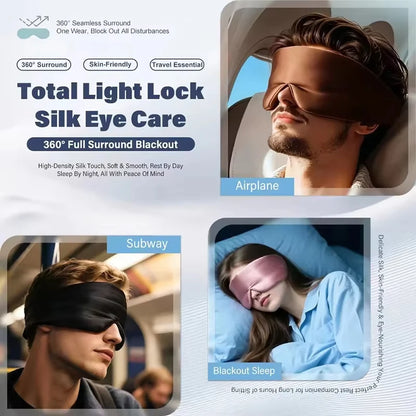 Soft Mulberry Silk Sleep Mask - Pressureless Blackout Eye Mask for Travel