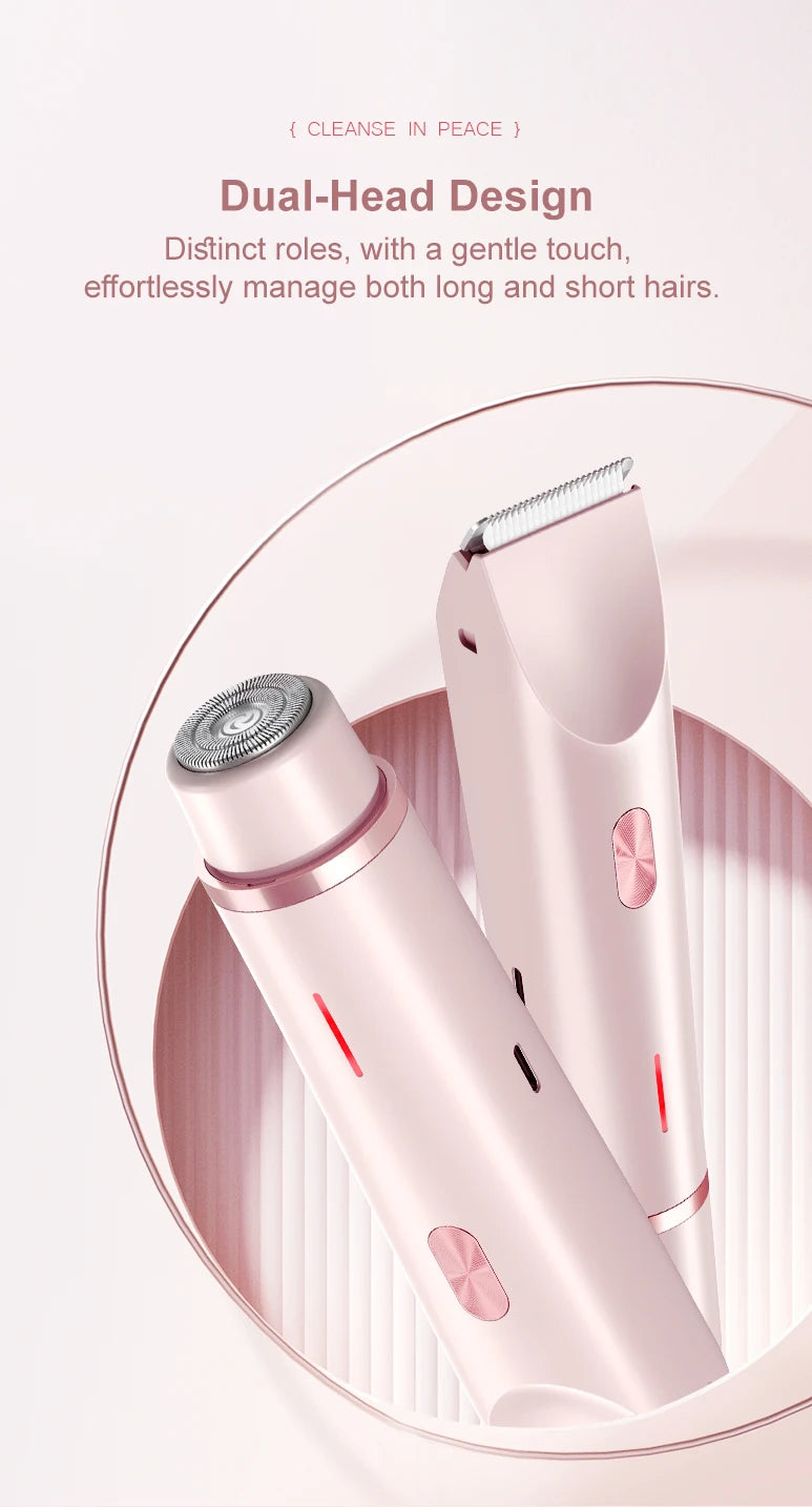 2-in-1 Waterproof Electric Women's Bikini Trimmer & Facial Hair Shaver