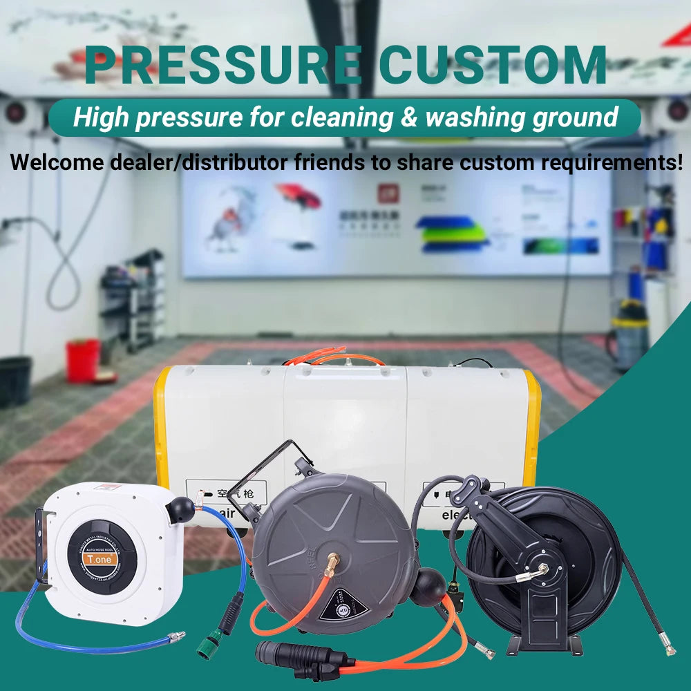 Retractable Electric Cable & Hose Reel - 6m Auto-Rewind Wall Mount Organizer - 6