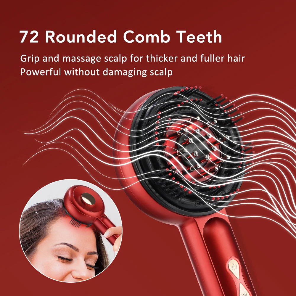 Electric Scalp Massager Comb with LED Light Therapy & Liquid Applicator - 21