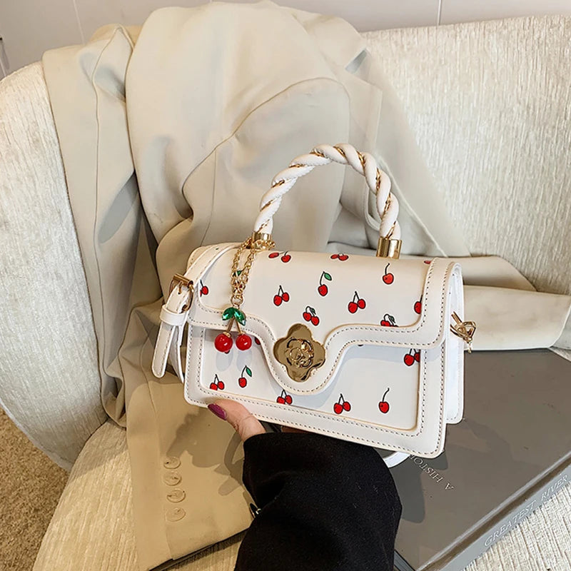 Luxury Cherry Print Crossbody Bag