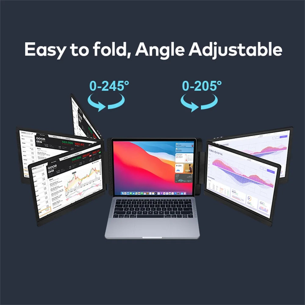 14-16" Dual Screen Laptop Monitor Extender - FHD IPS Portable Triple Display
