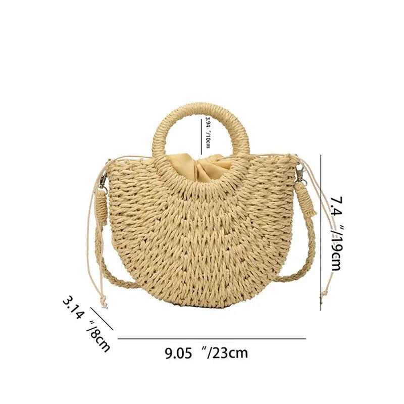 Luxury Half-Moon Straw Bag