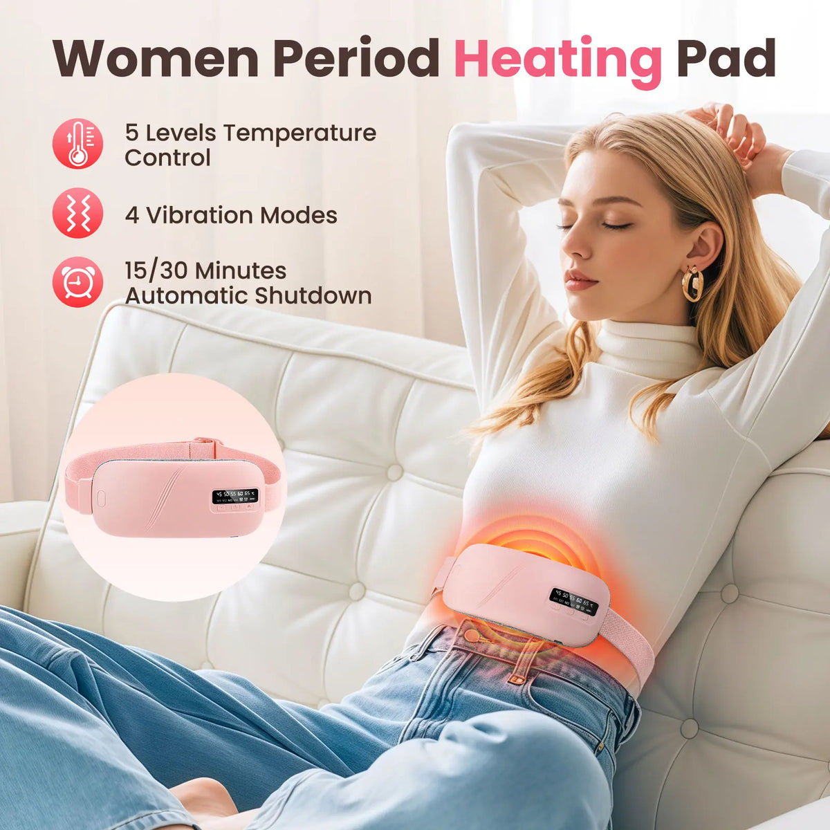 Portable Cordless Electric Heating Pad for Menstrual Cramp & Back Pain Relief