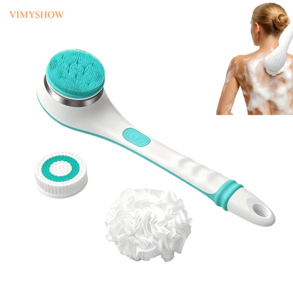 Electric Long Handle Bath Brush - Waterproof Exfoliating Back Scrubber