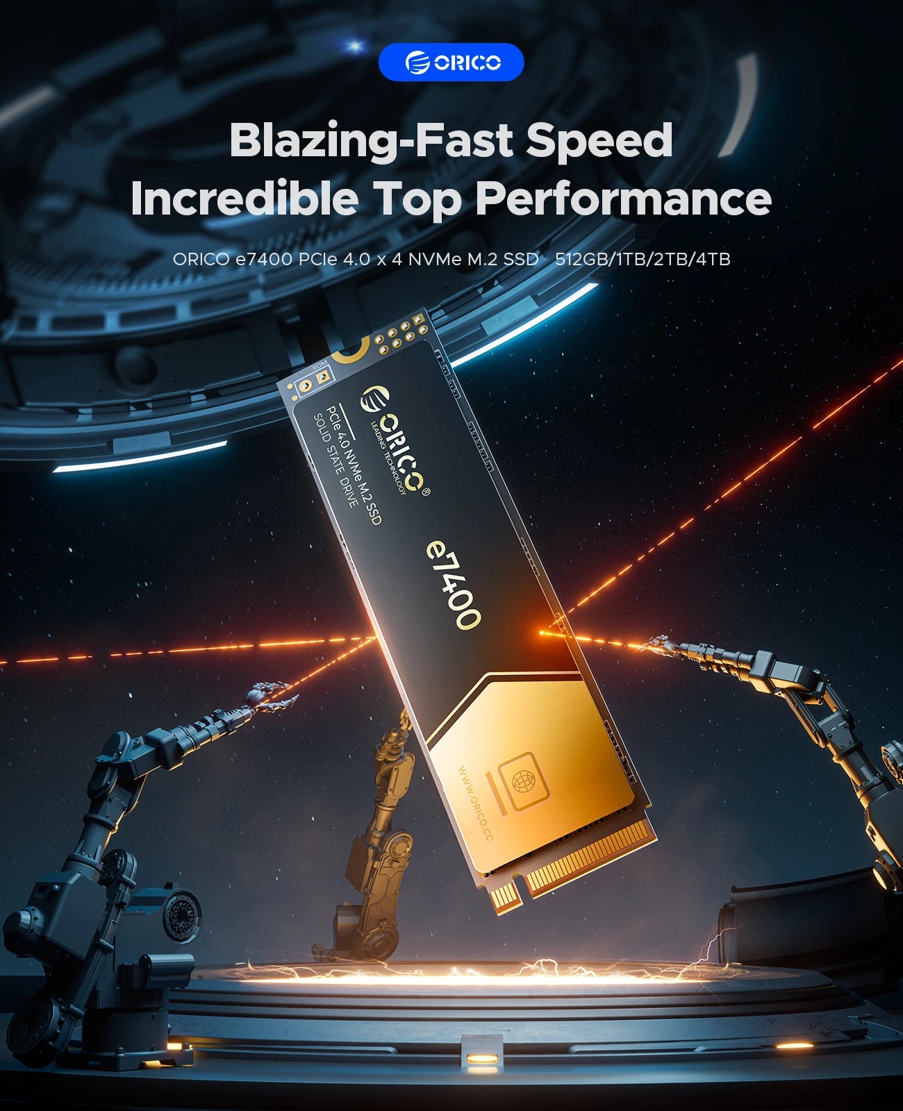 ORICO 7400MB/s Gen4 NVMe M.2 SSD for PS5 & High-Performance Gaming - 2