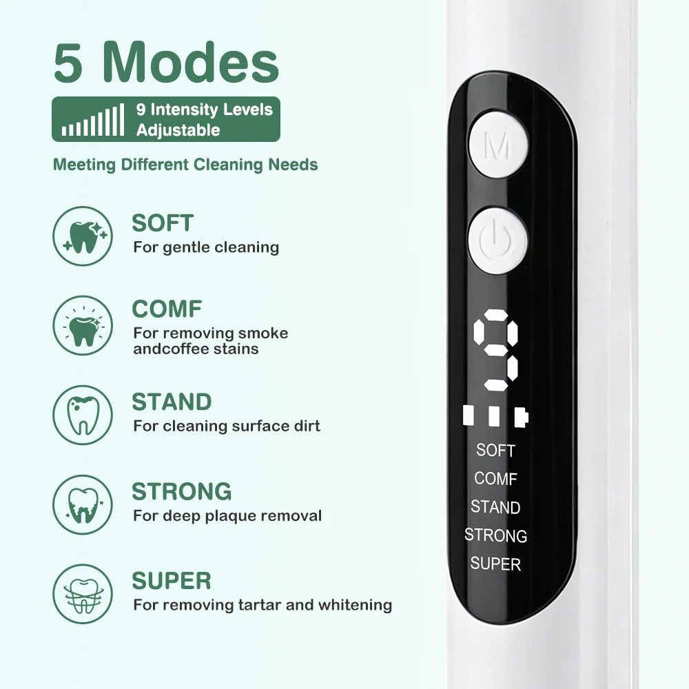 Ultrasonic Electric Teeth Tartar Remover and Plaque Cleaner with LED Display - 10