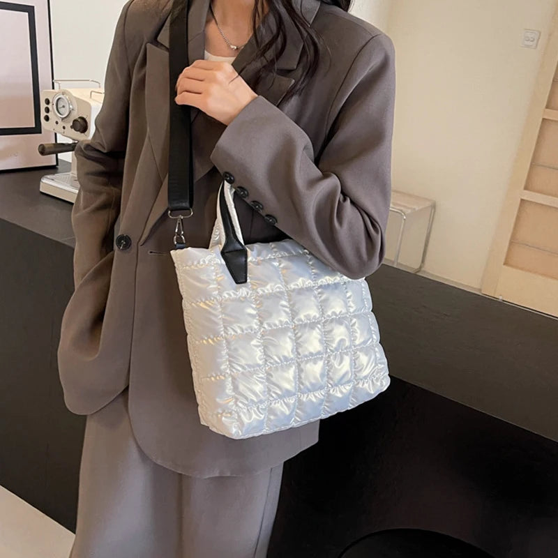 Luxury Quilted Puffy Tote Bag