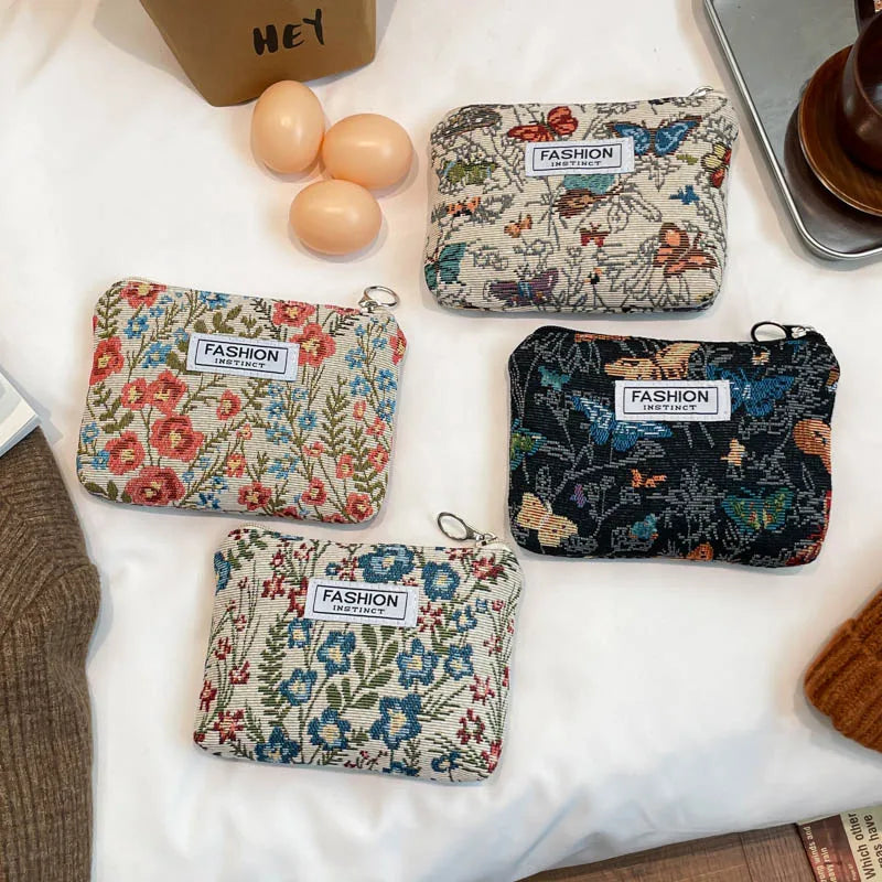 Luxury Retro Floral Canvas Clutch