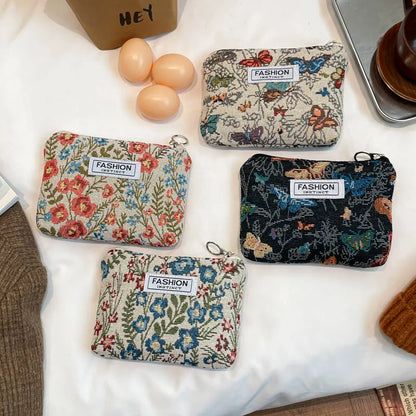 Luxury Retro Floral Canvas Clutch