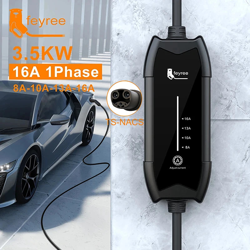 Portable 3.5KW Tesla EV Charger - NACS Plug Fast Charging Cable 5M
