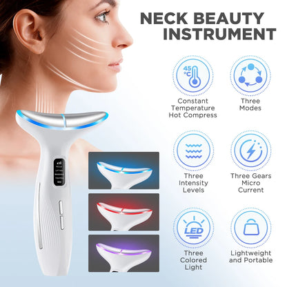 LED Light Therapy Face & Neck Lifting Massager - Anti-Aging Skin Tightening Tool