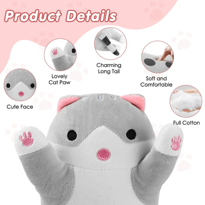 USB Heated Cat Plush Pillow - Adjustable Warming Cushion for Comfort and Pain Relief