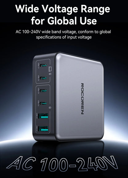 200W GaN 6-Port Desktop Fast Charger - PD USB-C Power Station