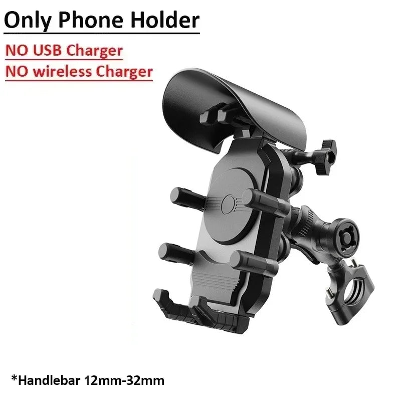 Motorcycle Phone Mount with 15W Wireless & 30W USB-C Fast Charger
