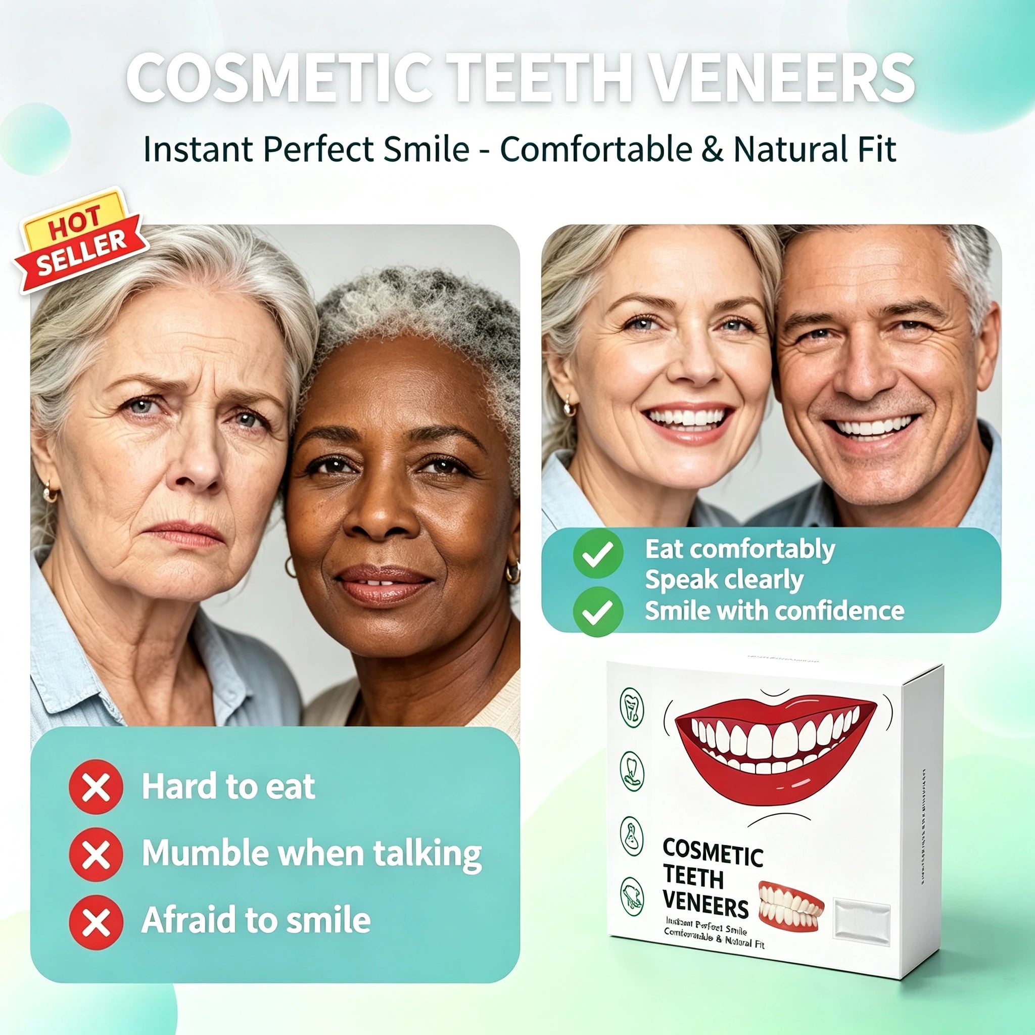 ComfortFit Silicone Denture Set for Natural Smile & Oral Care - 2