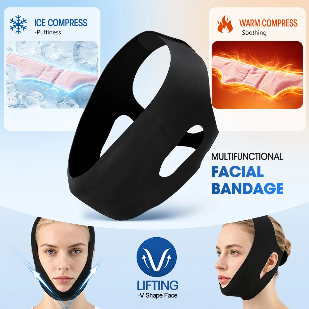 V-Line Face Lifting Bandage with Hot & Cold Gel Pack for Jaw & Chin Contouring