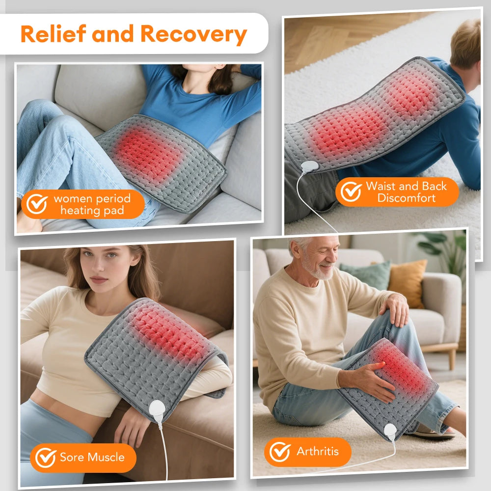 Electric Heating Pad for Back Pain Relief - 9-Level Heat Therapy & Timer