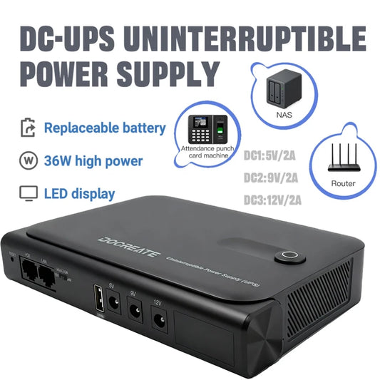 36W Mini DC UPS Backup Power Supply for Router & CCTV - Uninterruptible