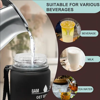 Motivational 750ml Sports Water Bottle with Time Marker & Leak-Proof Straw