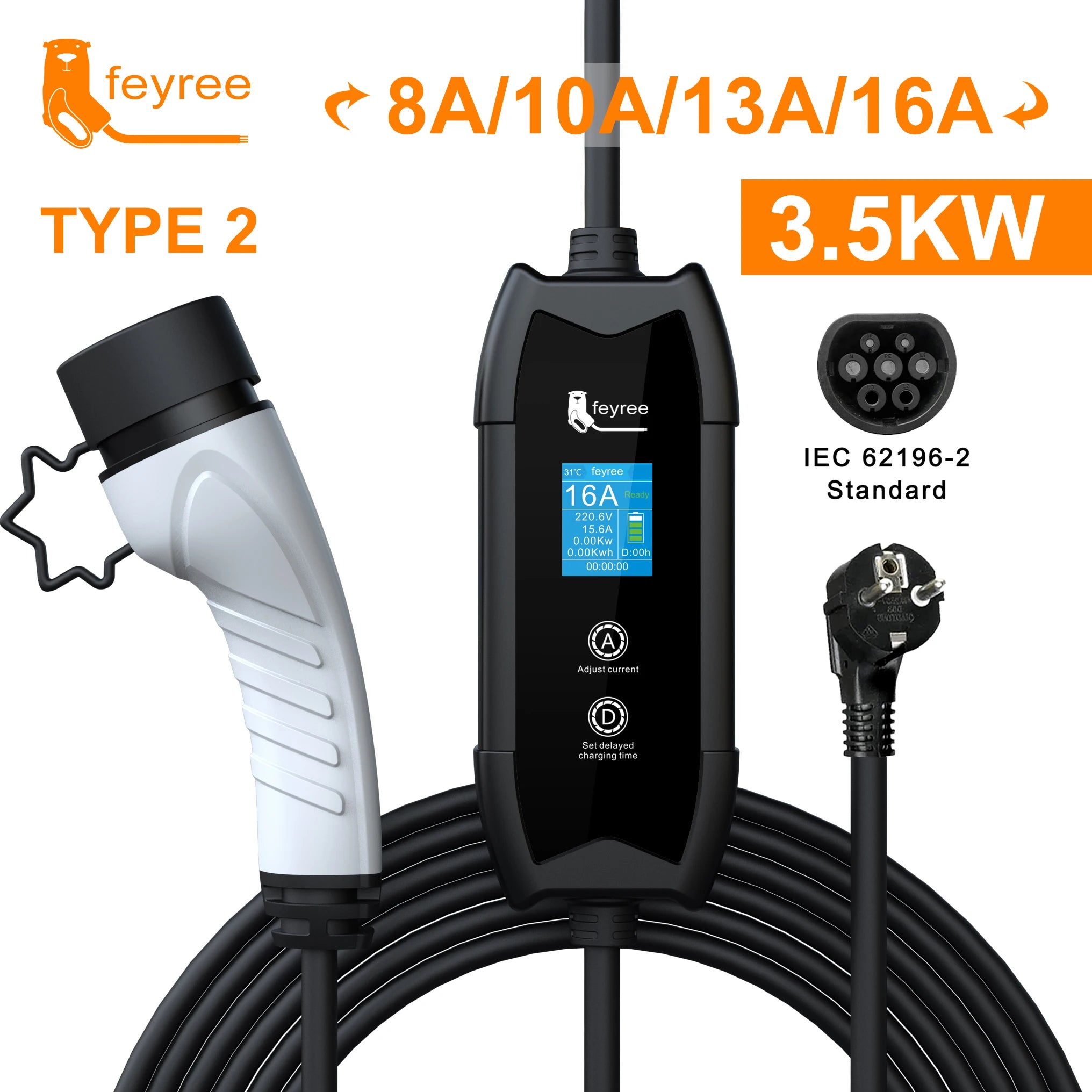 Portable EV Charger 3.5KW Adjustable Electric Vehicle Charging Station - 23