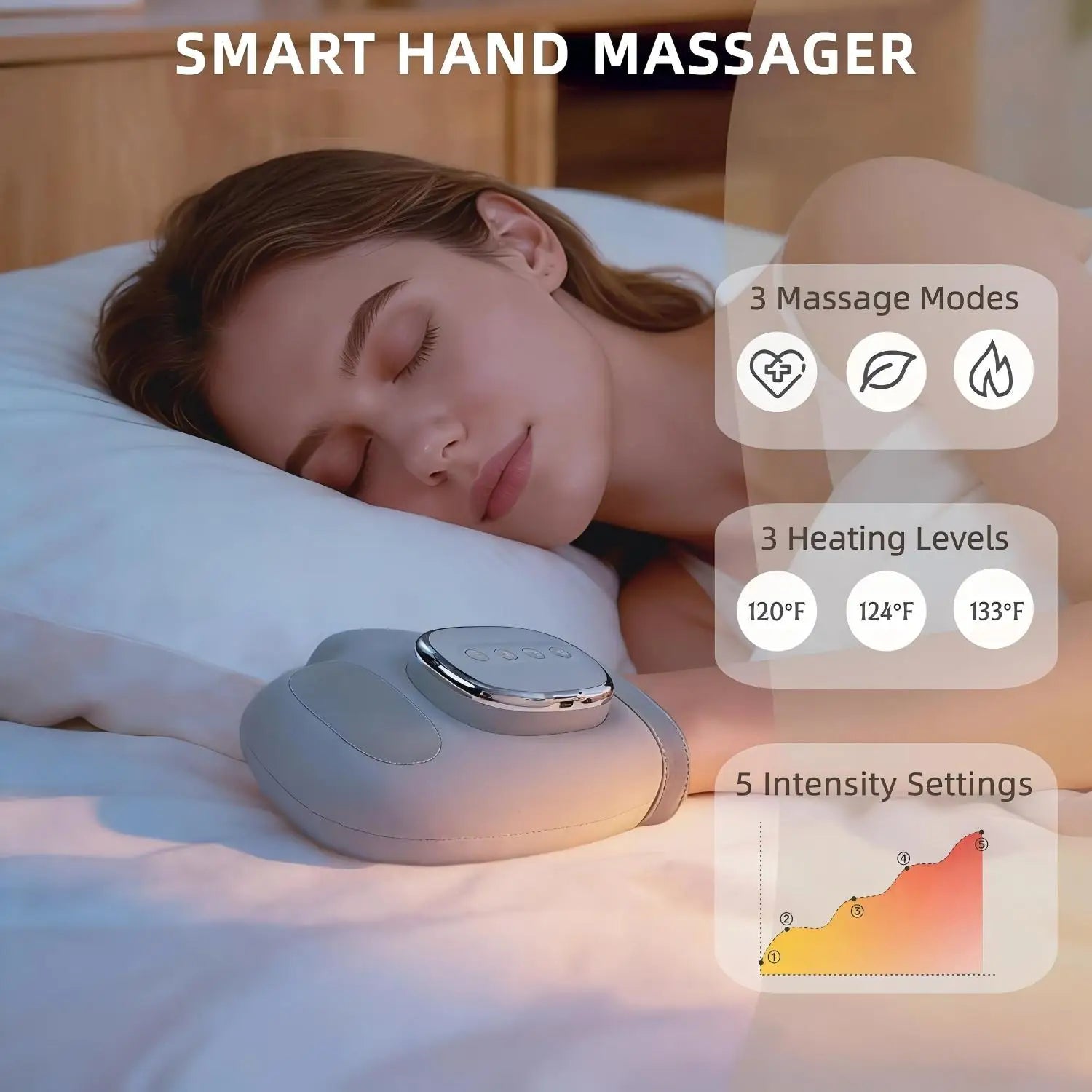 Electric Hand & Wrist Massager - Air Compression Therapy with Heat for Pain Relief - 3