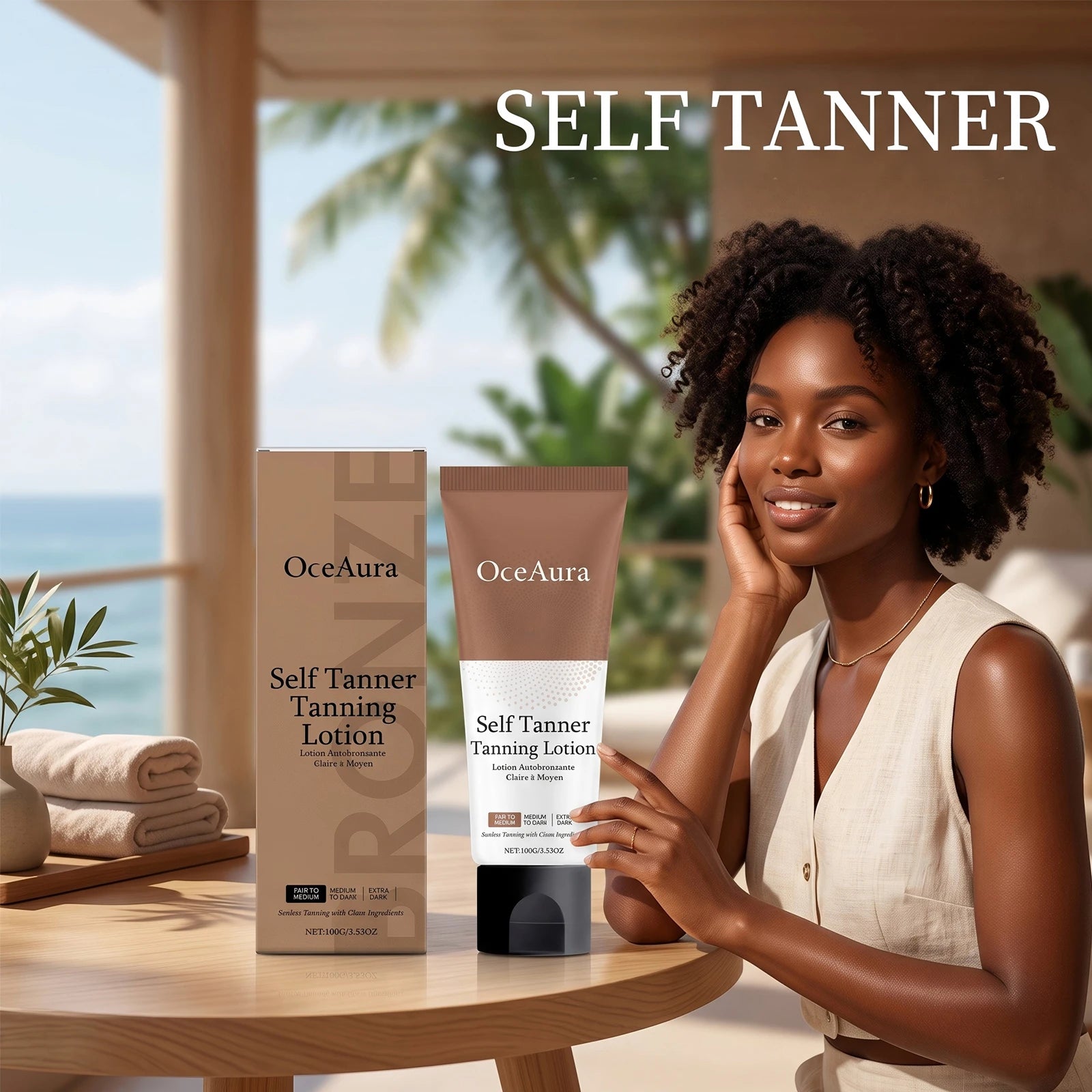 Natural Bronze Gradual Self Tanning Lotion for Face and Body Sunless Tan - 1