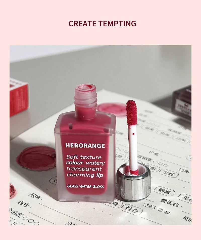 Glass-Like Lip Lacquer - Mirror Shine Hydrating Long-Lasting Lipstick - 12