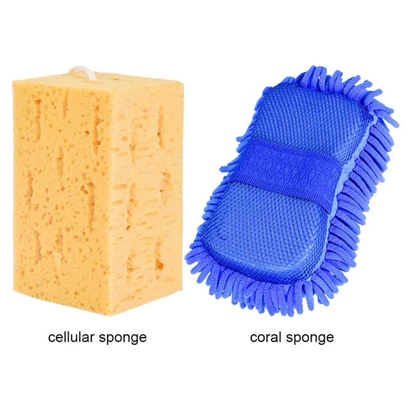High-Density Honeycomb Car Wash Sponge & Microfiber Mitt - 5