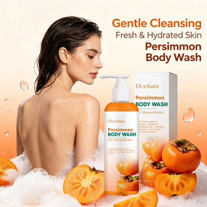 Natural Persimmon Body Wash - Odor Eliminating Deodorizing Shower Gel for All Skin