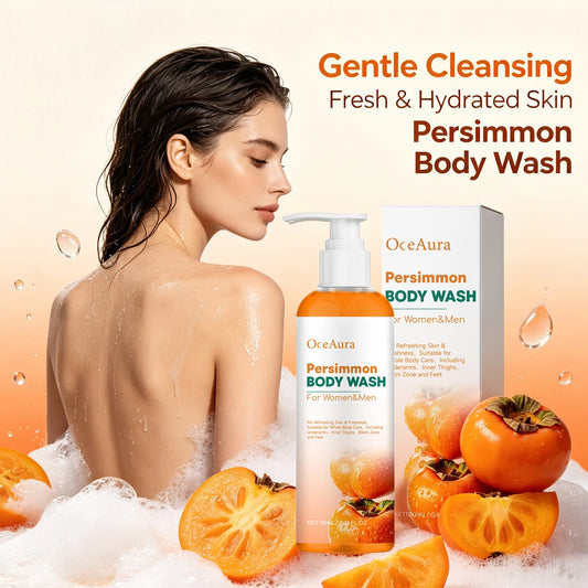 Natural Persimmon Body Wash - Odor Eliminating Deodorizing Shower Gel for All Skin