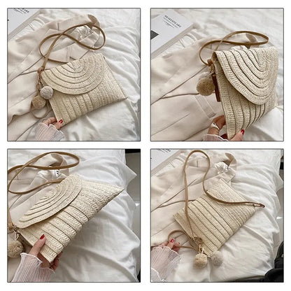 Luxury Woven Straw Beach Clutch