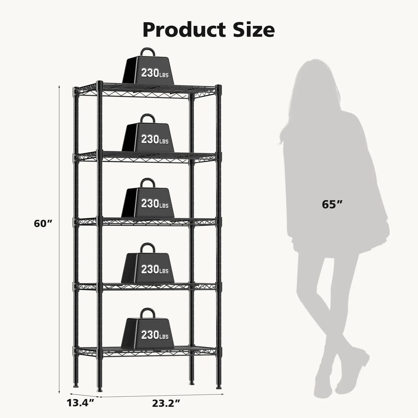Heavy-Duty Adjustable Metal Wire Storage Shelving Rack - 3 to 5 Tier - 7