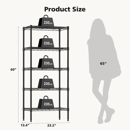 Heavy-Duty Adjustable Metal Wire Storage Shelving Rack - 3 to 5 Tier