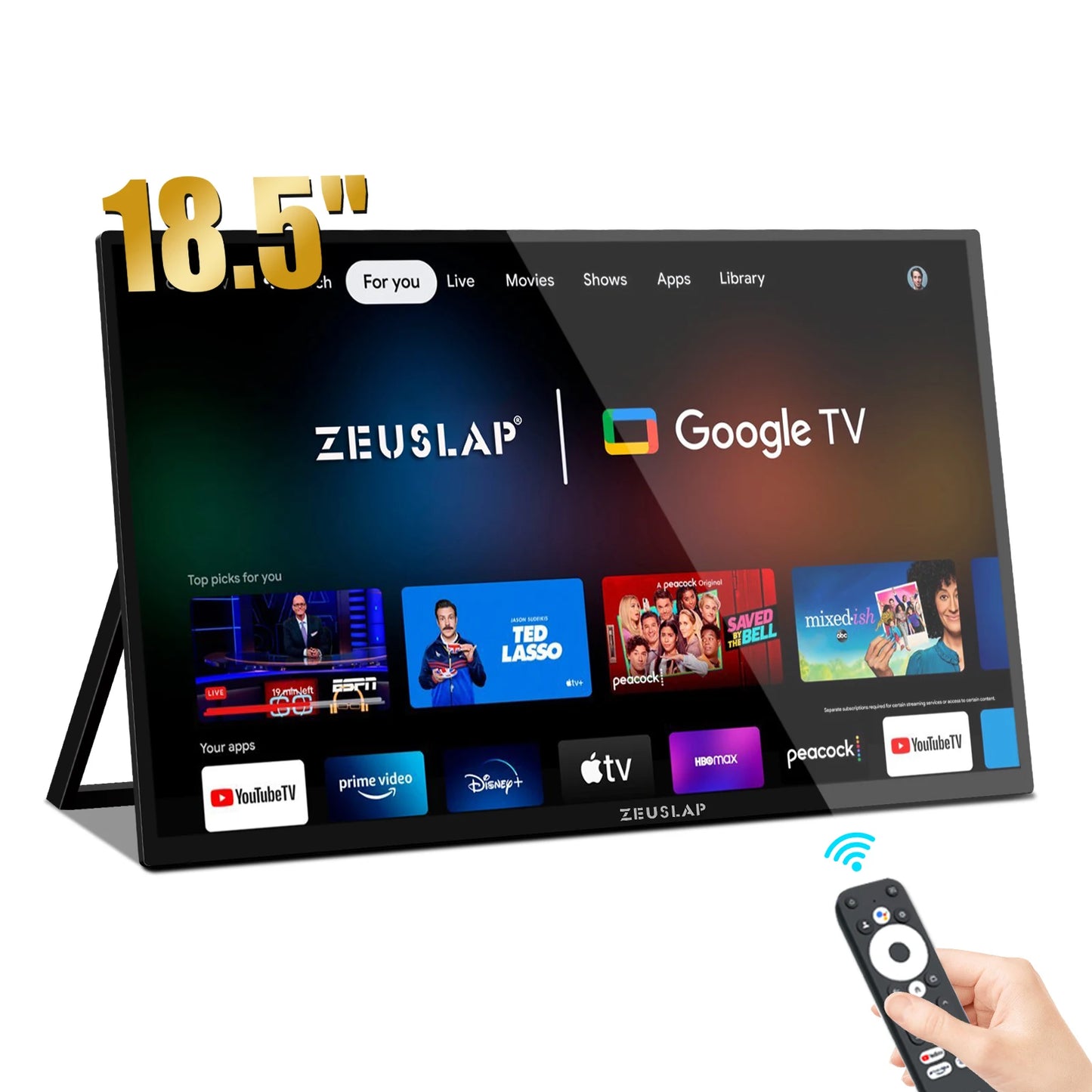18.5" Smart Portable Touch Monitor with Google TV & Built-in Streaming