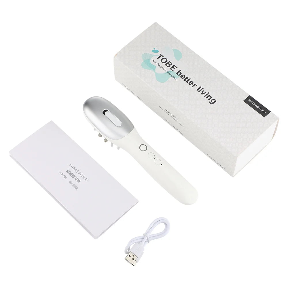 Electric Scalp Massager Comb with LED Light & Hair Oil Applicator - 18