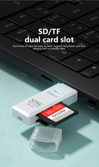 2-in-1 USB 3.0 SD & TF Memory Card Reader - Fast Data Transfer Adapter