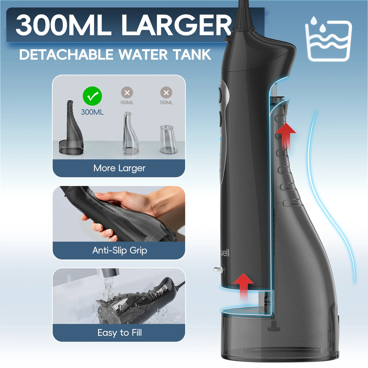 Portable Electric Water Flosser with 3 Modes and 6 Jet Tips for Deep Teeth Cleaning