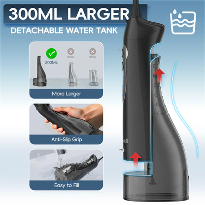 Portable Electric Water Flosser with 3 Modes and 6 Jet Tips for Deep Teeth Cleaning