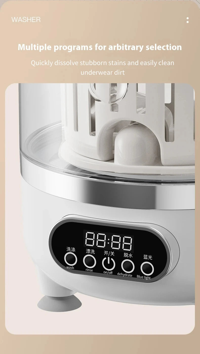 3L Portable Mini Washing Machine for Socks & Underwear | USB-C