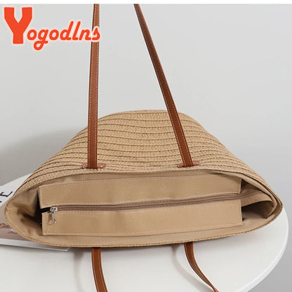 Luxury Bohemian Knitted Straw Tote