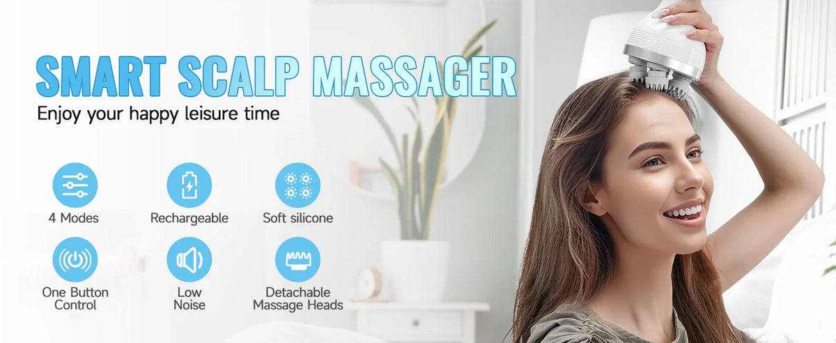 Electric Scalp & Body Massager - Portable Waterproof Deep Tissue Kneading Tool