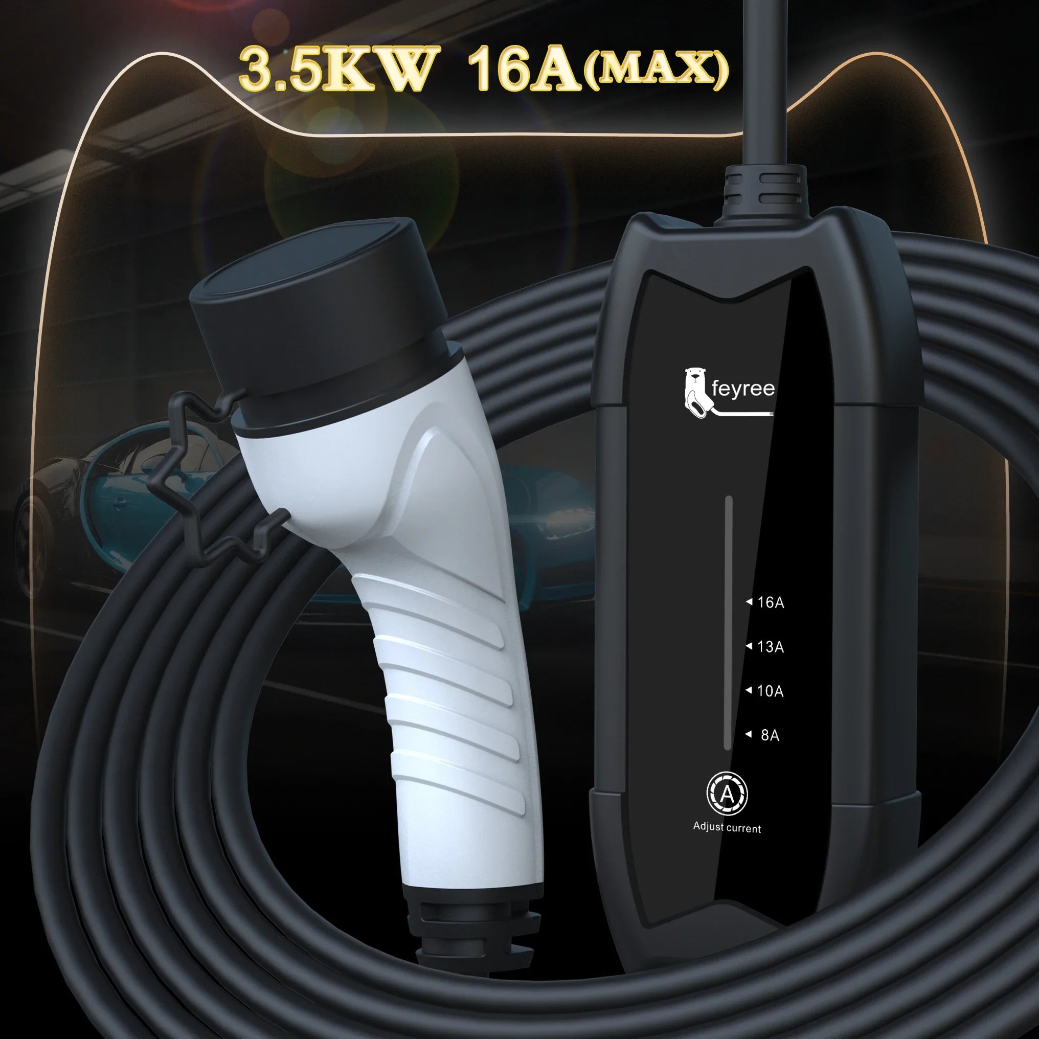Portable EV Charger Type 2 - 16A 3.5KW Adjustable Electric Vehicle Charger - 8