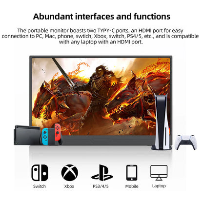 14-Inch 1080P Portable Monitor - IPS HDR Gaming & Office Display