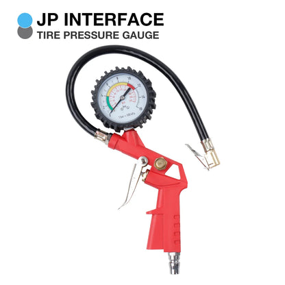 220 PSI Tire Pressure Gauge & Inflator Gun for Air Compressor - EU/JP Interface