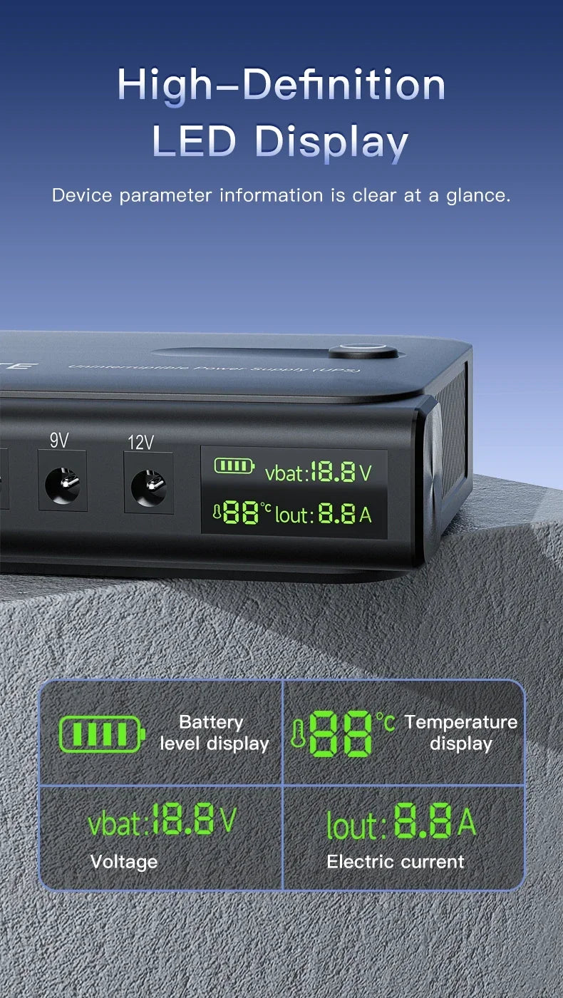 36W Mini DC UPS Backup Power Supply for Router & CCTV - Uninterruptible - 15