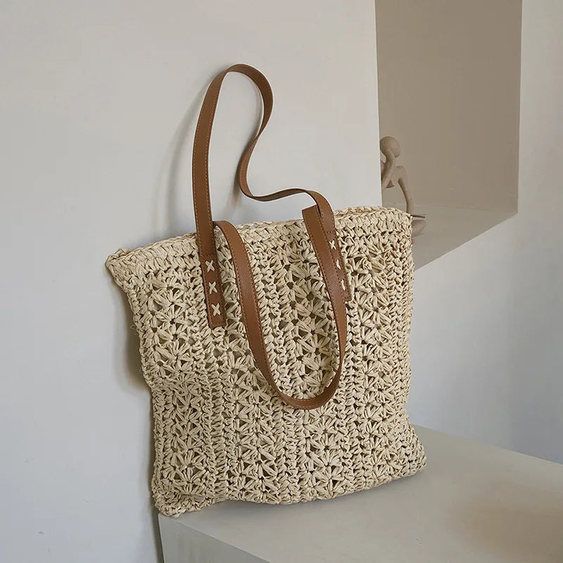 Luxury Bohemian Straw Beach Tote